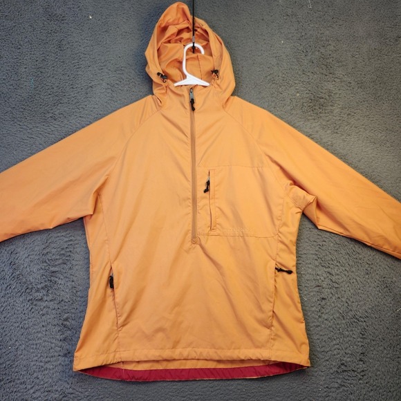 Royal Robbins‎ Pullover Jacket Mens Large Orange Hooded Outdoor Travel Pockets - Picture 1 of 11